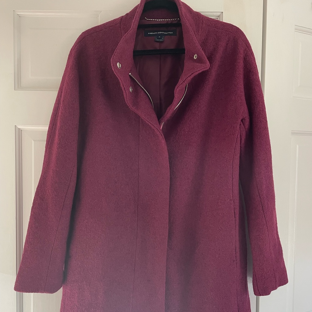 French Connection Burgundy Pea Coat